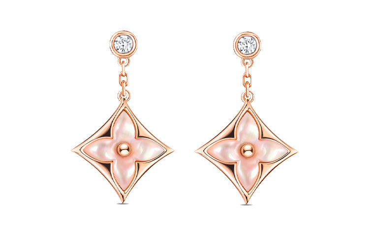 LOUIS VUITTON Color Blossom Bb Star Ear Studs Pink Gold Pink Mother Of Pearl And Diamonds