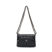 CHANEL Shiny Wrinkle Lambskin Handbag, Shoulder Bag Women's Black