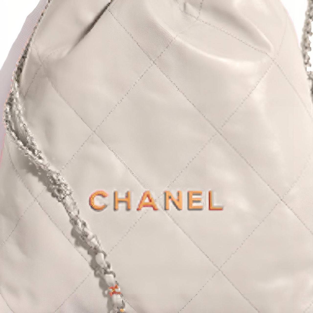 CHANEL 22Bag Shiny Calfskin Backpack Small Size Women's White