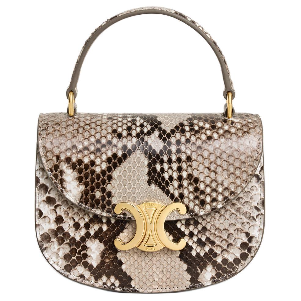 CELINE Besace Snake Leather Shoulder Bag Crossbody Bag Handbag Mini Women's Natural