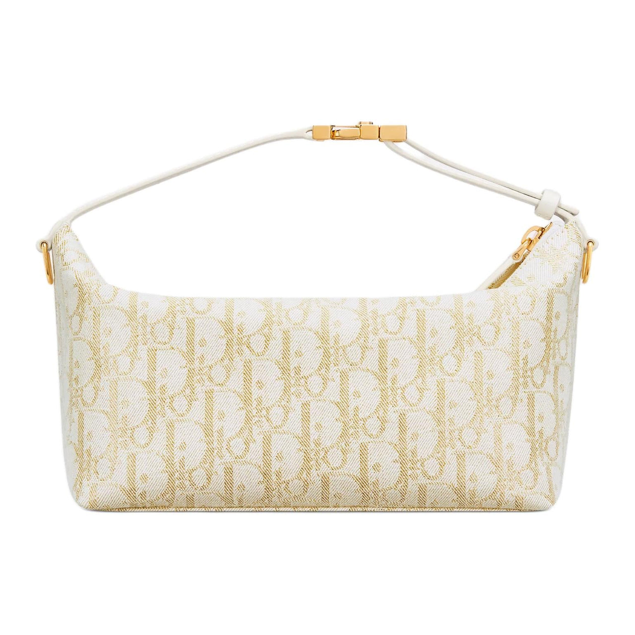 DIOR DiorTravel Cotton Portable Clutch Medium Size Women's Gold & White