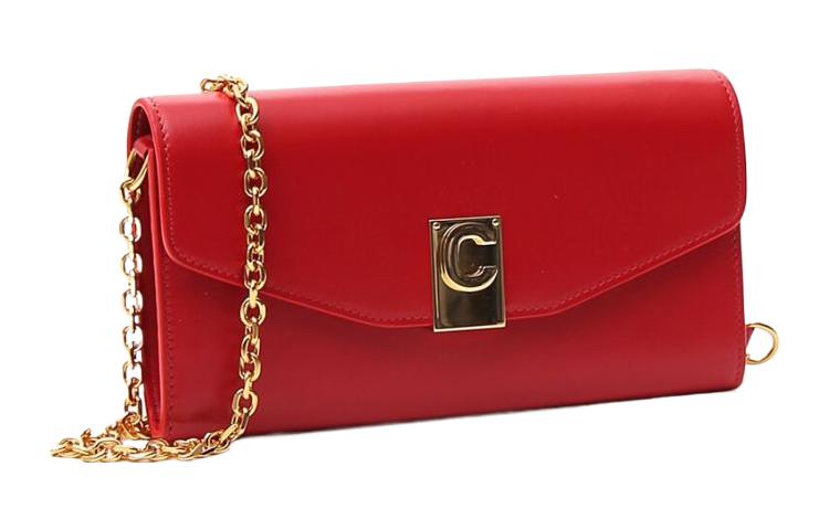 CELINE Calfskin Crossbody Bag Shoulder Bag Women's Red