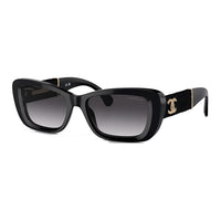 CHANEL Acetate Irregular Shape Sunglasses Women's Black