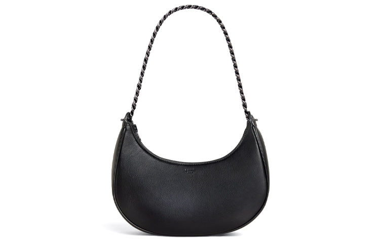 CELINE AVA Smooth Cow Leather Dumpling Bag, Shoulder Bag, Handbag Women's Black Silver