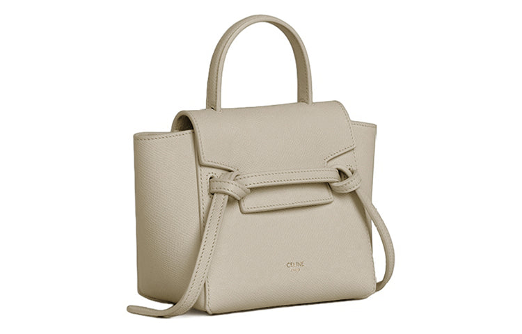 CELINE Belt Grained Calfskin Catfish Bag Handbag, Shoulder Bag, Crossbody Bag Women's Gray Green