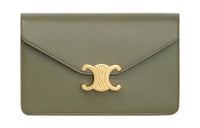 CELINE Triumphal Arch Shiny Calfskin Shoulder Bag Crossbody Bag Wallet Women's Soft Khaki
