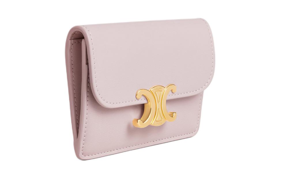 CELINE Shiny Cow Leather Card Holder Women's Light Pink