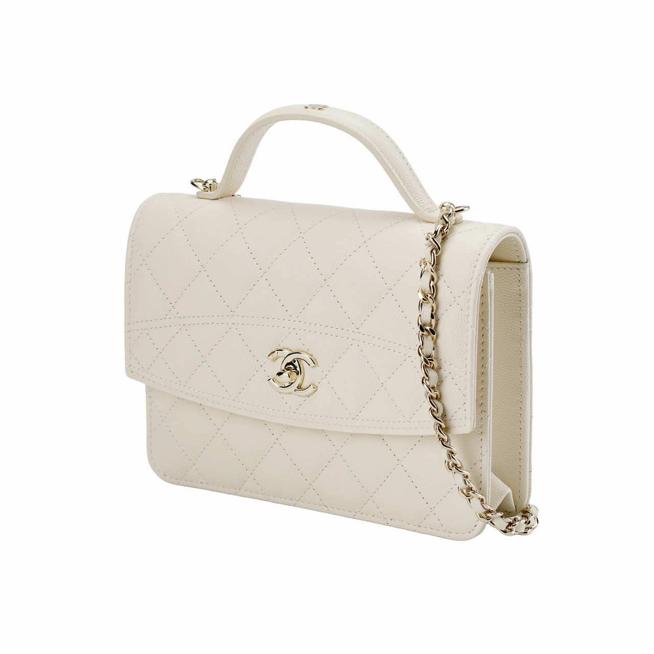 CHANEL Grain Calfskin Shoulder Bag, Crossbody Bag, Handbag Women's Ecru