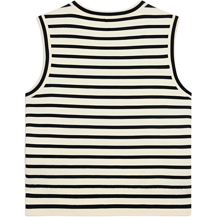 CELINE Triomphe Sleeevess Marinière Sweater In Wool