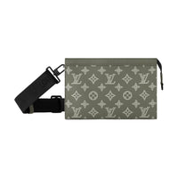 LOUIS VUITTON Gaston Embossed Calfskin Shoulder Bag, Crossbody Bag, Wallet Men's Olive Green