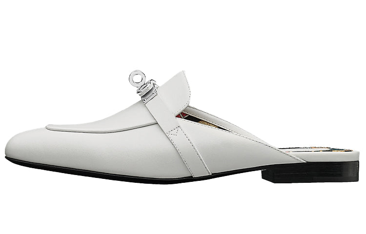 HERMES Oz Wrap-toe Slippers Women's White