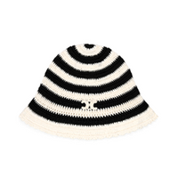 CELINE Triomphe Striped Cloche Beanie In Crocheted Cotton