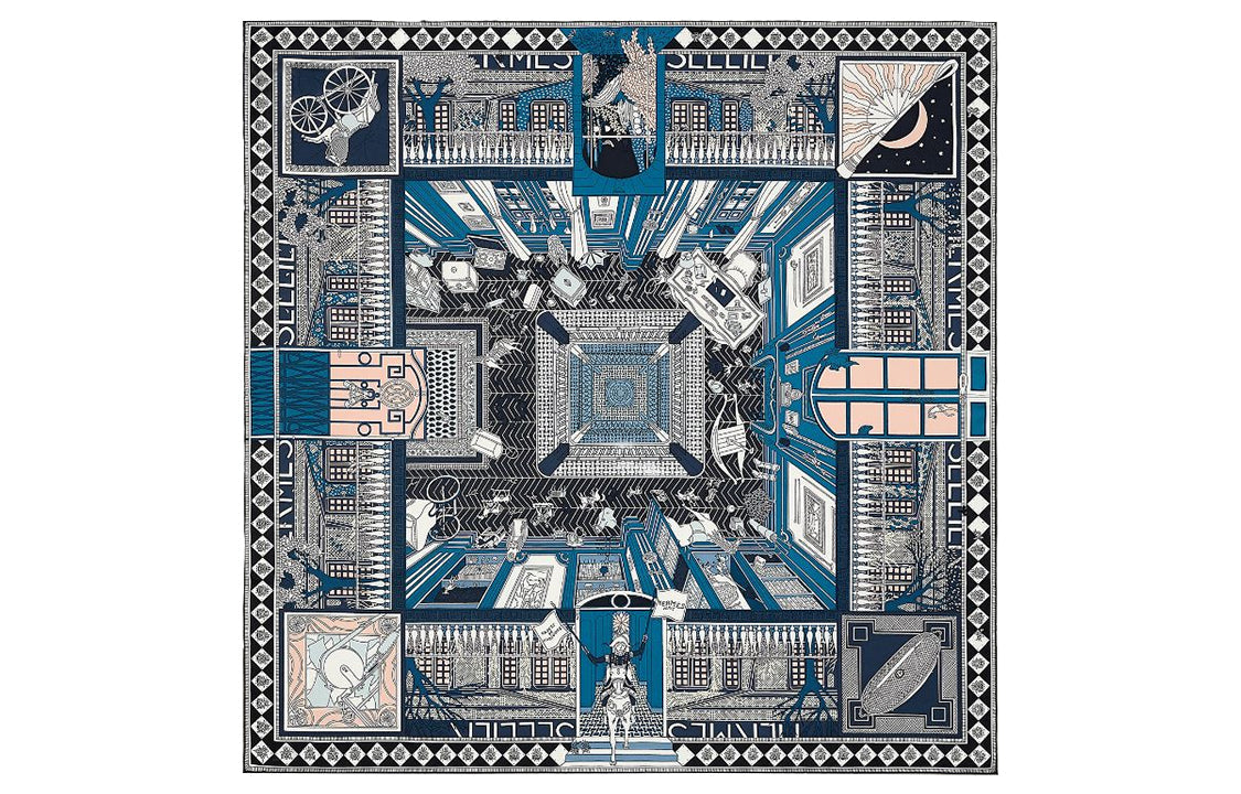 HERMES Silk Scarves Women's Blue