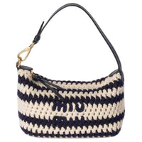 MIU MIU Fabric Shoulder Bag Women's Ecru & Marine Blue