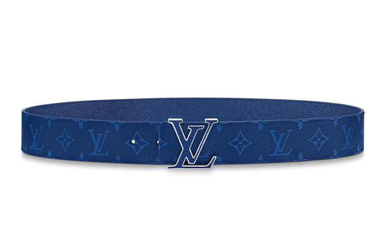 LOUIS VUITTON Lv Initiales Reversible Belt Monogram Cobalt Taiga 40MM