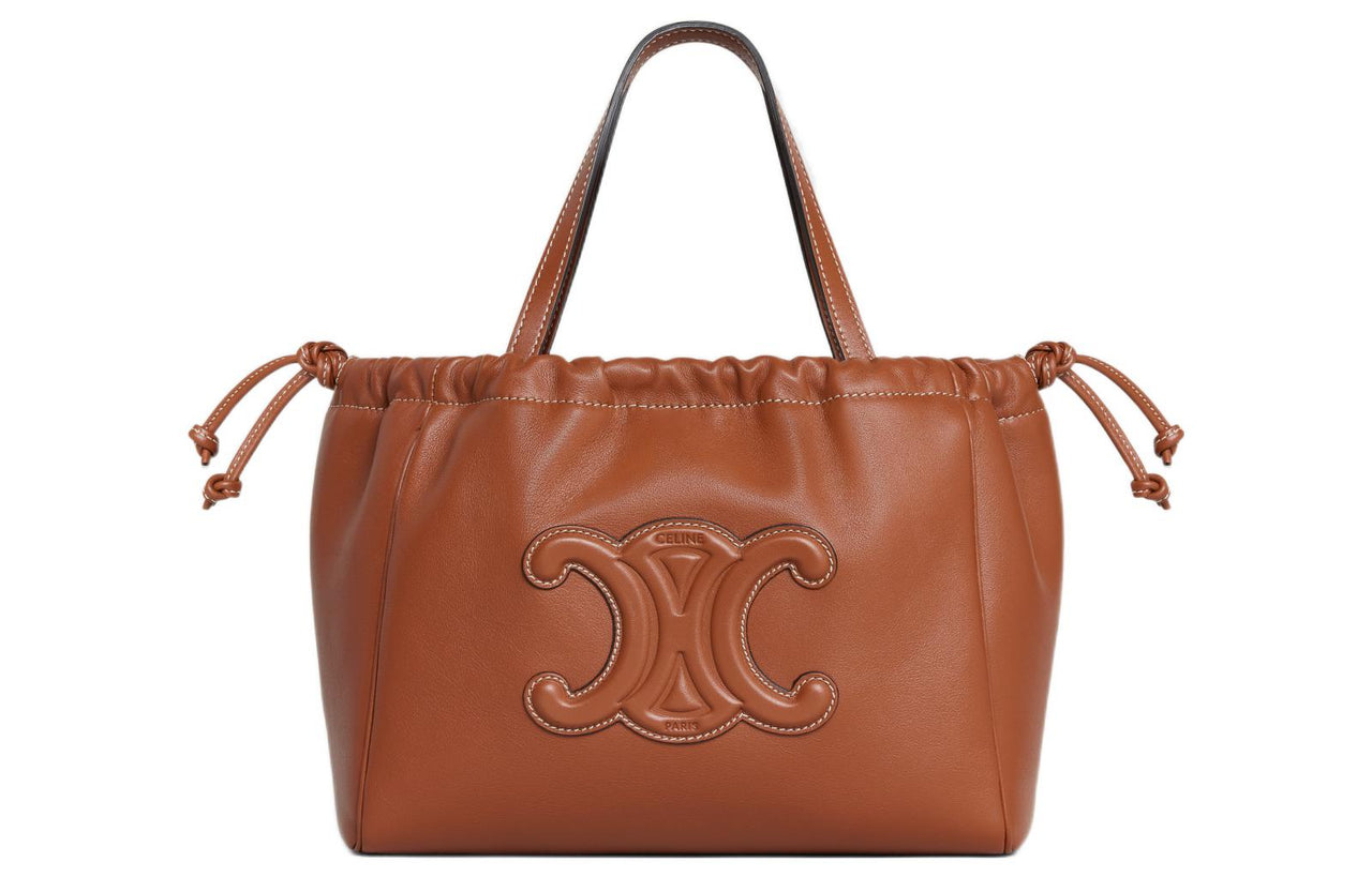 CELINE CabasTriomphe Smooth Cow Leather Shoulder Bag, Crossbody Bag, Handbag Trumpets Women's Tawny