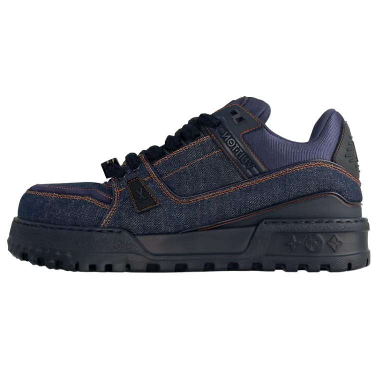 LOUIS VUITTON Trainer Maxi Low-Top Skateboard Shoes Unisex Denim Blue