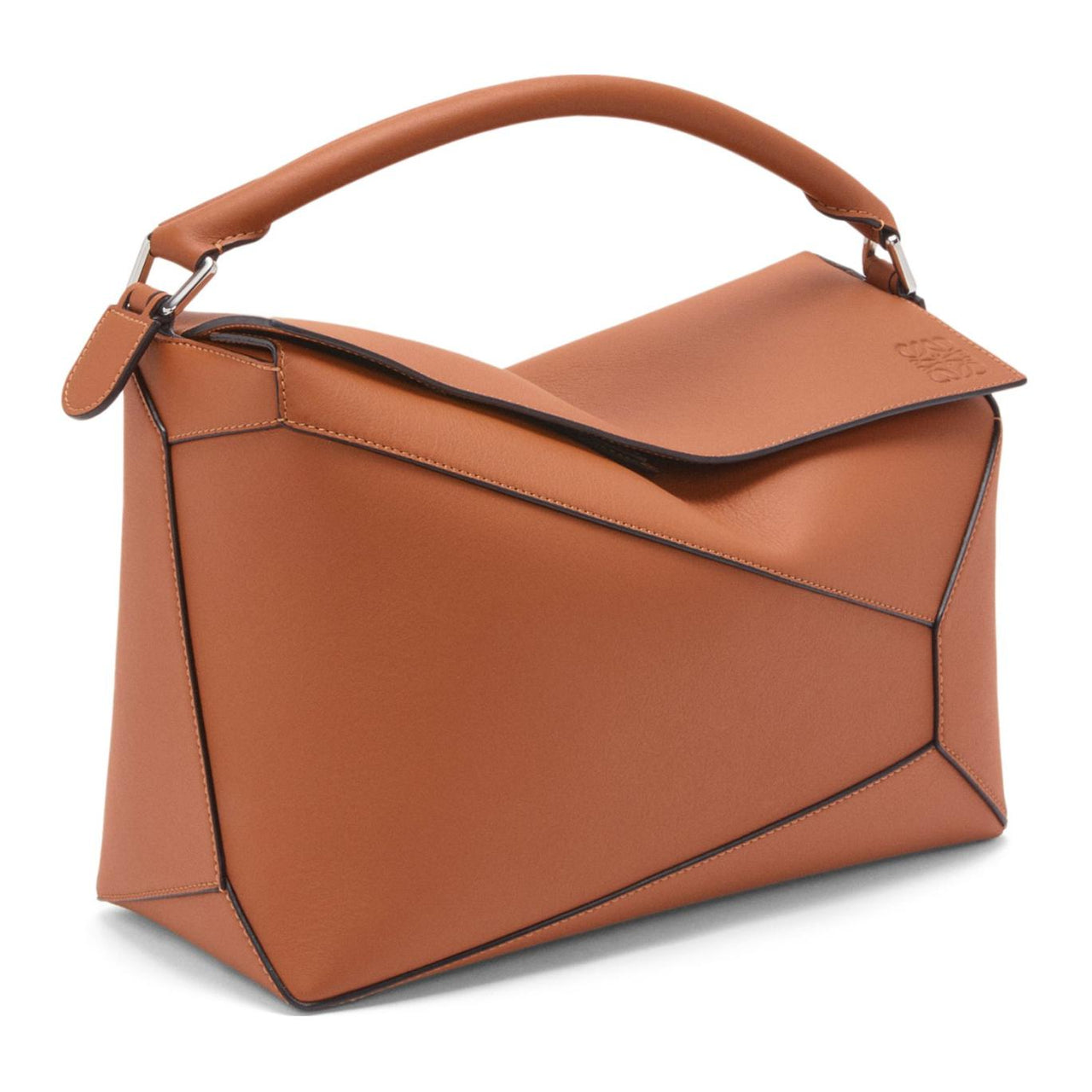 LOEWE Puzzle Cow Leather Shoulder Bag Crossbody Bag Handbag Large Size Women's Tan