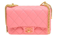 CHANEL Classic Flap CF Lambskin Crossbody Bag Shoulder Bag Women's Coral Pink