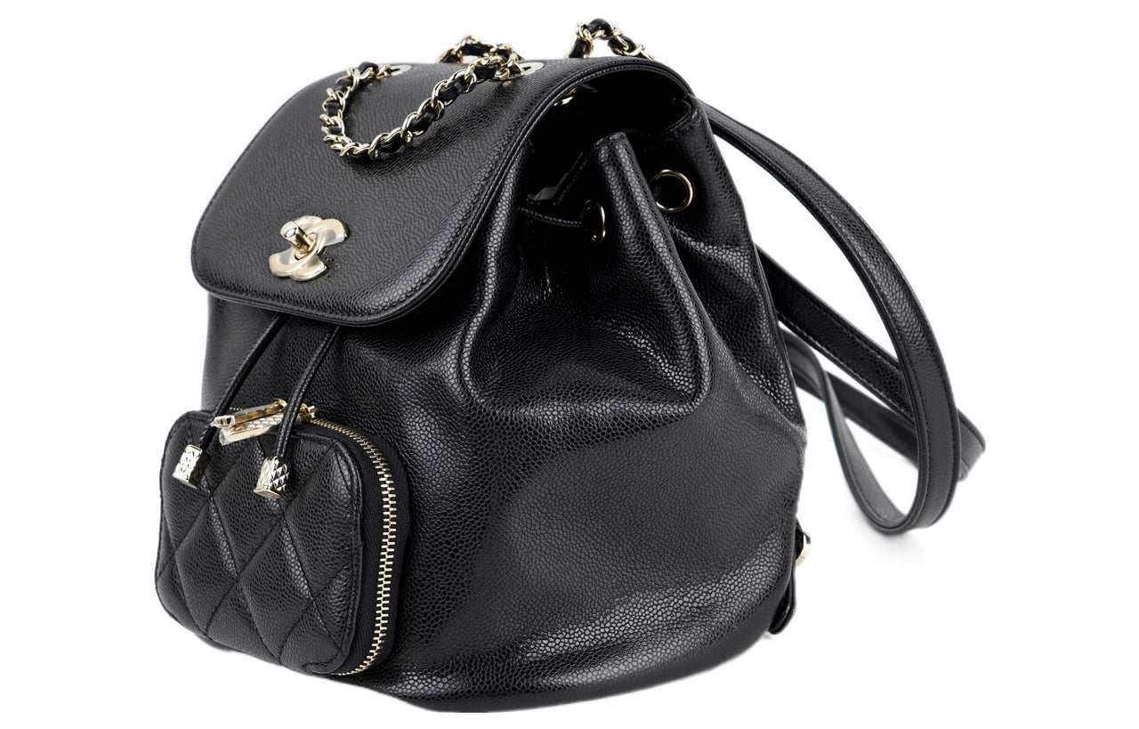 CHANEL Cow Leather Backpack Small Size Women's Black