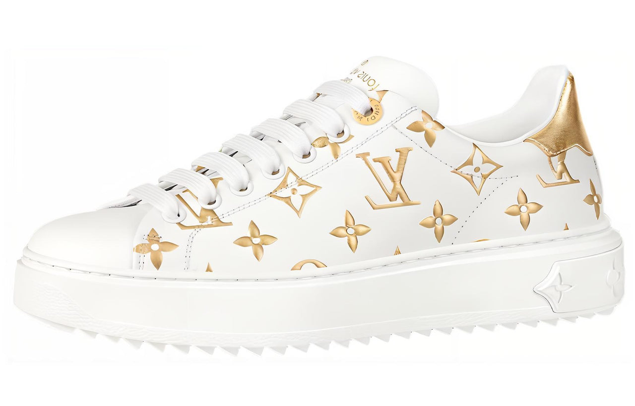 LOUIS VUITTON Time Out Sneakers 'White With Gold Monogram' Women's