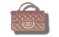 CHANEL Classic Flap CF Calfskin One Shoulder Handbag, Crossbody Bag Mini Women's Rose Pink