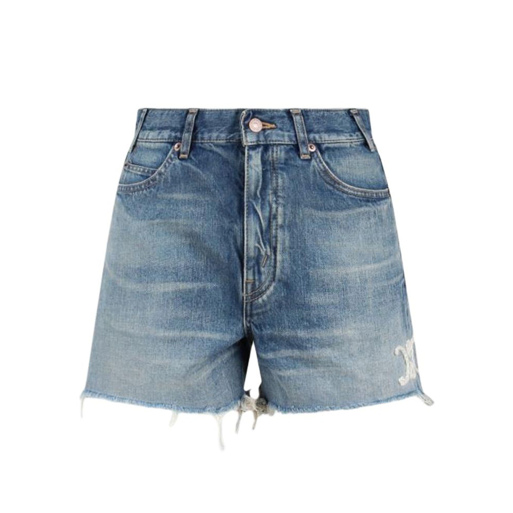 CELINE Skate Electric Sky Wash Denim Shorts Electric Sky
