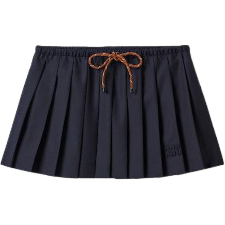 MIU MIU Pleated Batavia Skirt 'Ebony'