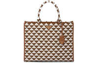PRADA Symbole Leather Tote Bag, Shopping Bag, Handbag Tubas Women's Tobacco/Smoke White