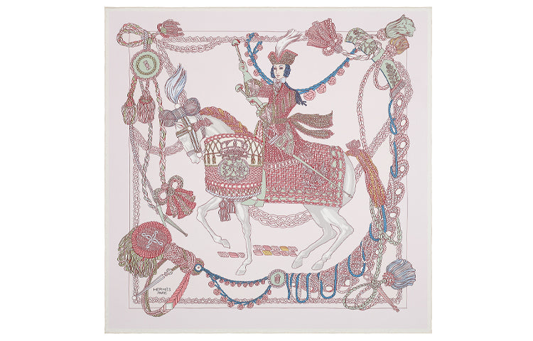 HERMES Silk Scarves Women's Light Pink