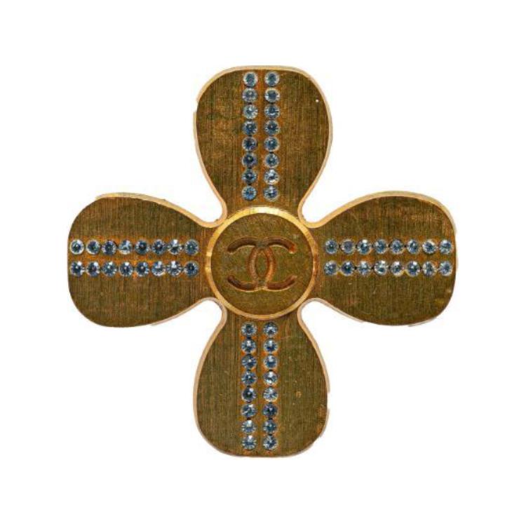 CHANEL 2001 Cc Clover Brooch