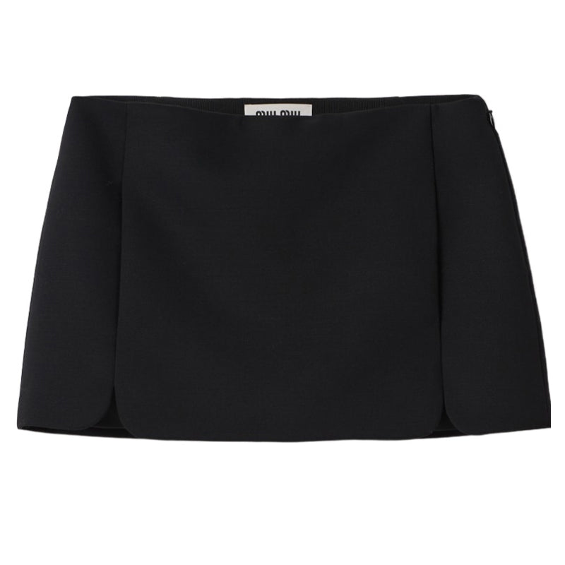MIU MIU Grain De Poudre Miniskirt Casual Short Skirts Women's Black