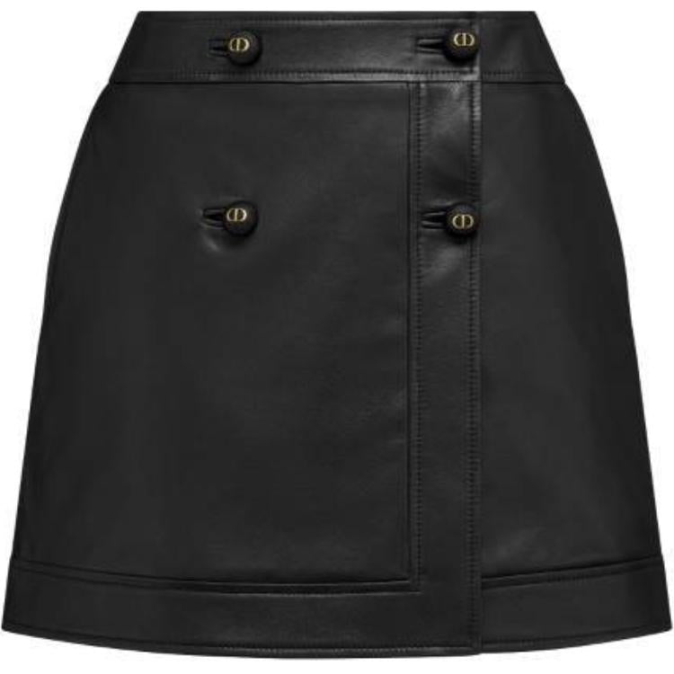 DIOR Leather Short Skirts Women's Black