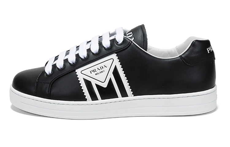 PRADA Skateboard Shoes Men Low-Top Black White