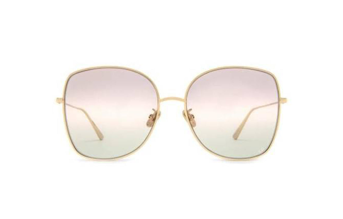 DIOR Alloy Irregular Shape Sunglasses Women's Gold