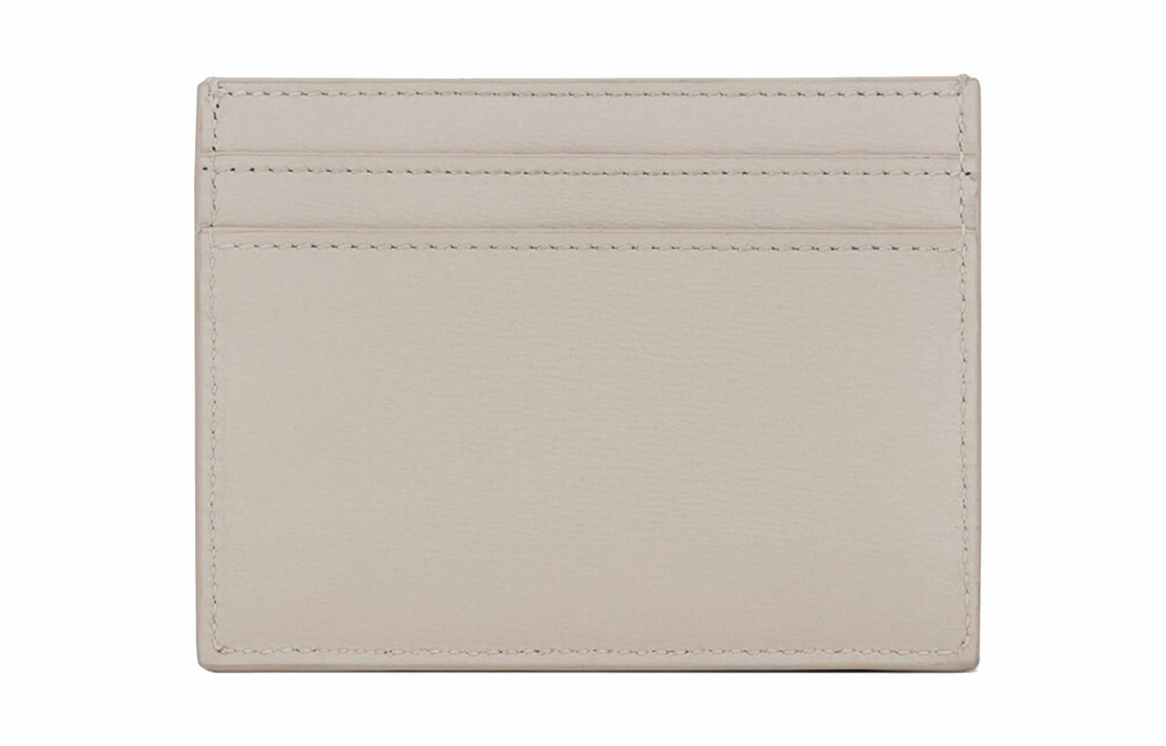 SAINT LAURENT Cow Leather Card Clip Card Holder Women's Vintage White