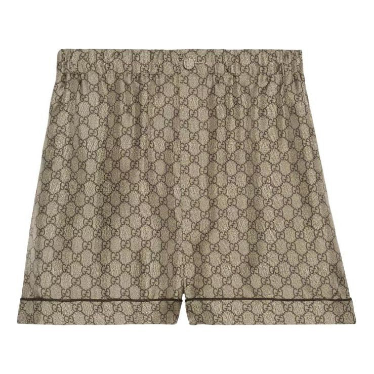 (WMNS) Gucci SS24 GG Supreme Silk Shorts 'Camel Ebony' 772400-ZANRP-2237