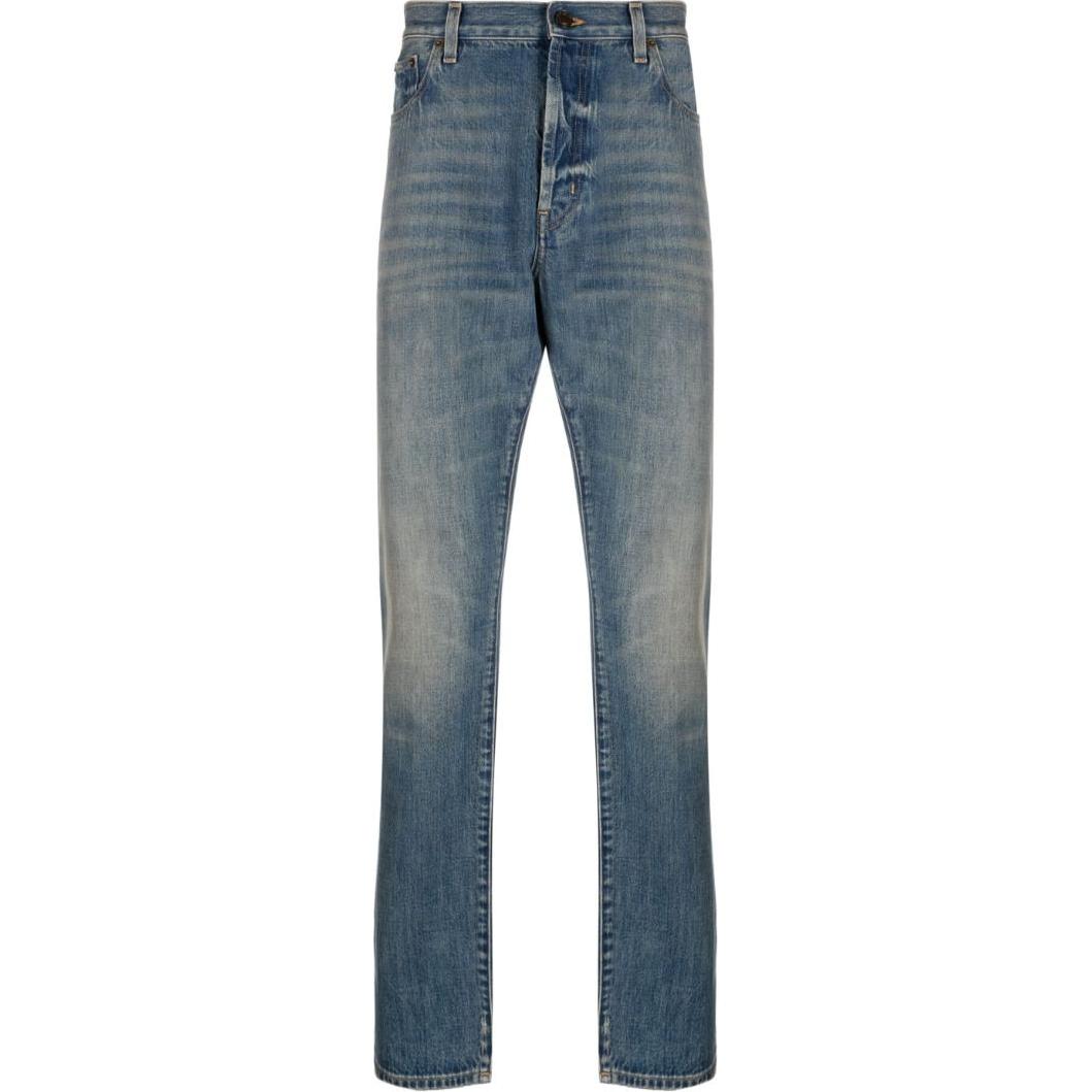 SAINT LAURENT Button Detailed Straight Leg Jeans