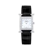 HERMES Wrist Watch Quartz Movement Crocodile Leather Strap 25mm Mother of Pearl Color Watch Dial Women's Watch