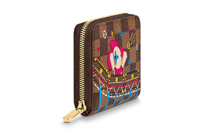 LOUIS VUITTON Gp Coin Pouch Damier Ebene 4 Card Slot Vivienne Holiday Rose Ballerine Pink
