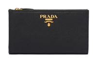 PRADA Saffiano Leather Wallet Tubas Women's Black