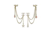CHANEL Metal Diamond Earrings Women's Gold