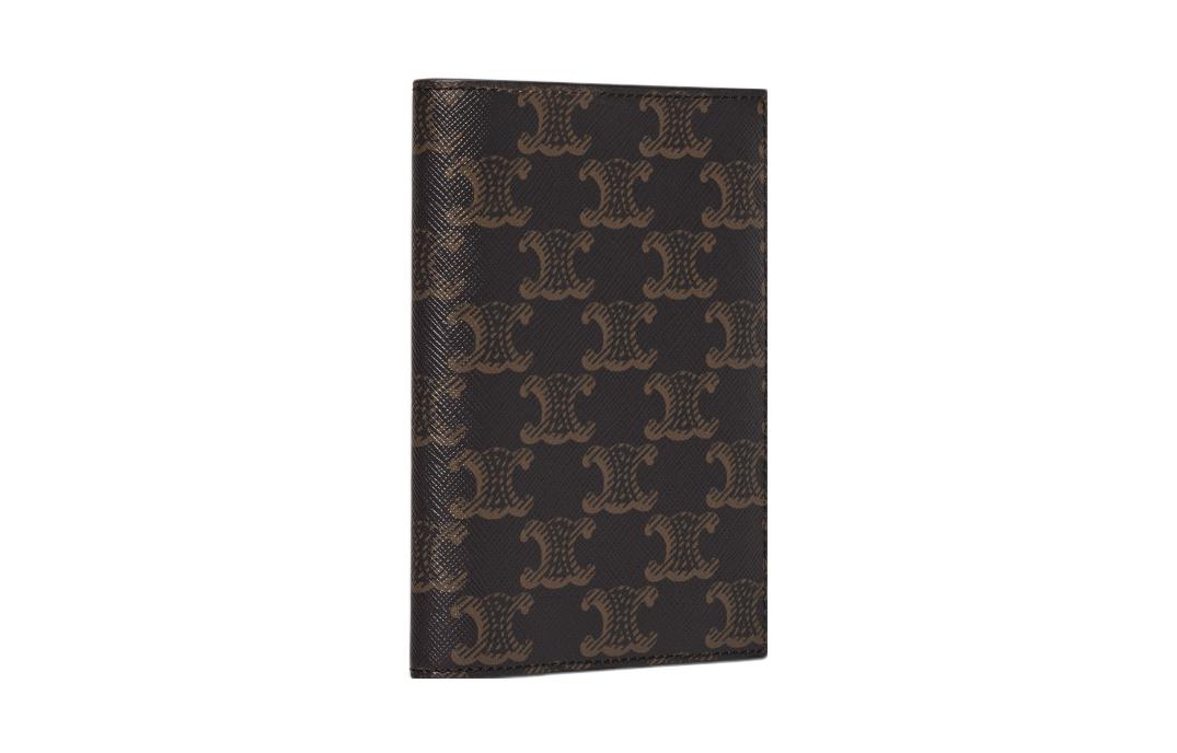 CELINE Canvas Passport Holder Men's Black & Tan