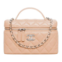 CHANEL Calfskin Shoulder Bag Crossbody Bag Handbag Women's Beige