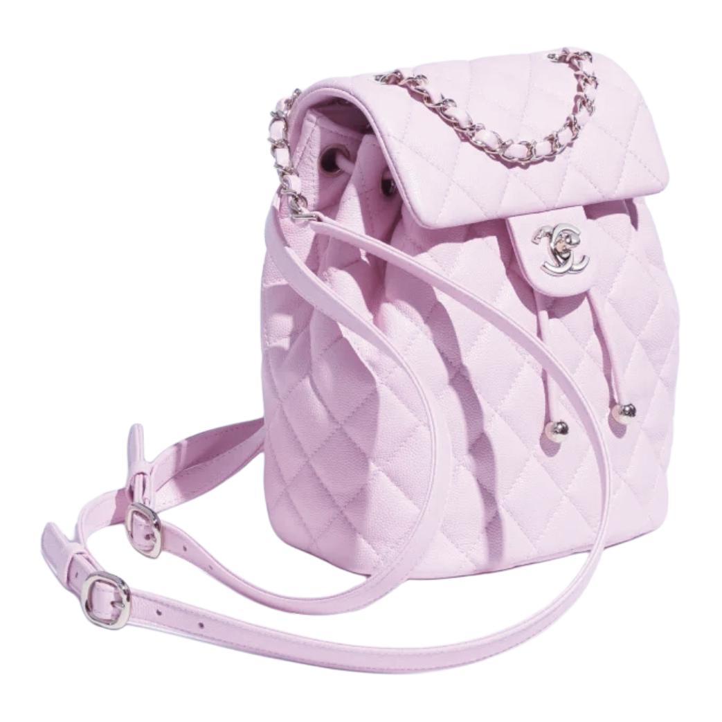 CHANEL Shiny Calfskin Backpack Women's Light Purple