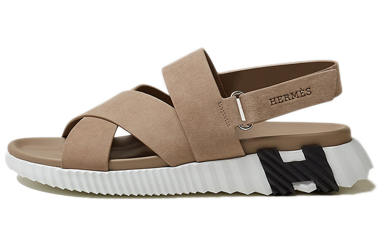 HERMES Electric One Strap Sandals Men's Gravel Beige