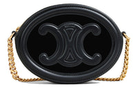 CELINE Velour And Cow Leather Mooncake Bag Chain Wallet Handbag Shoulder Bag Crossbody Bag Regular Women's Black