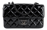 CHANEL Cow Patent Leather Mouth Cover Bag Crossbody Bag Mini Women's Black