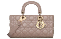 DIOR Lady D Joy Lambskin Lady Dior Bag, Shoulder Bag, Crossbody Bag, Handbag Medium Size Women's Taupe
