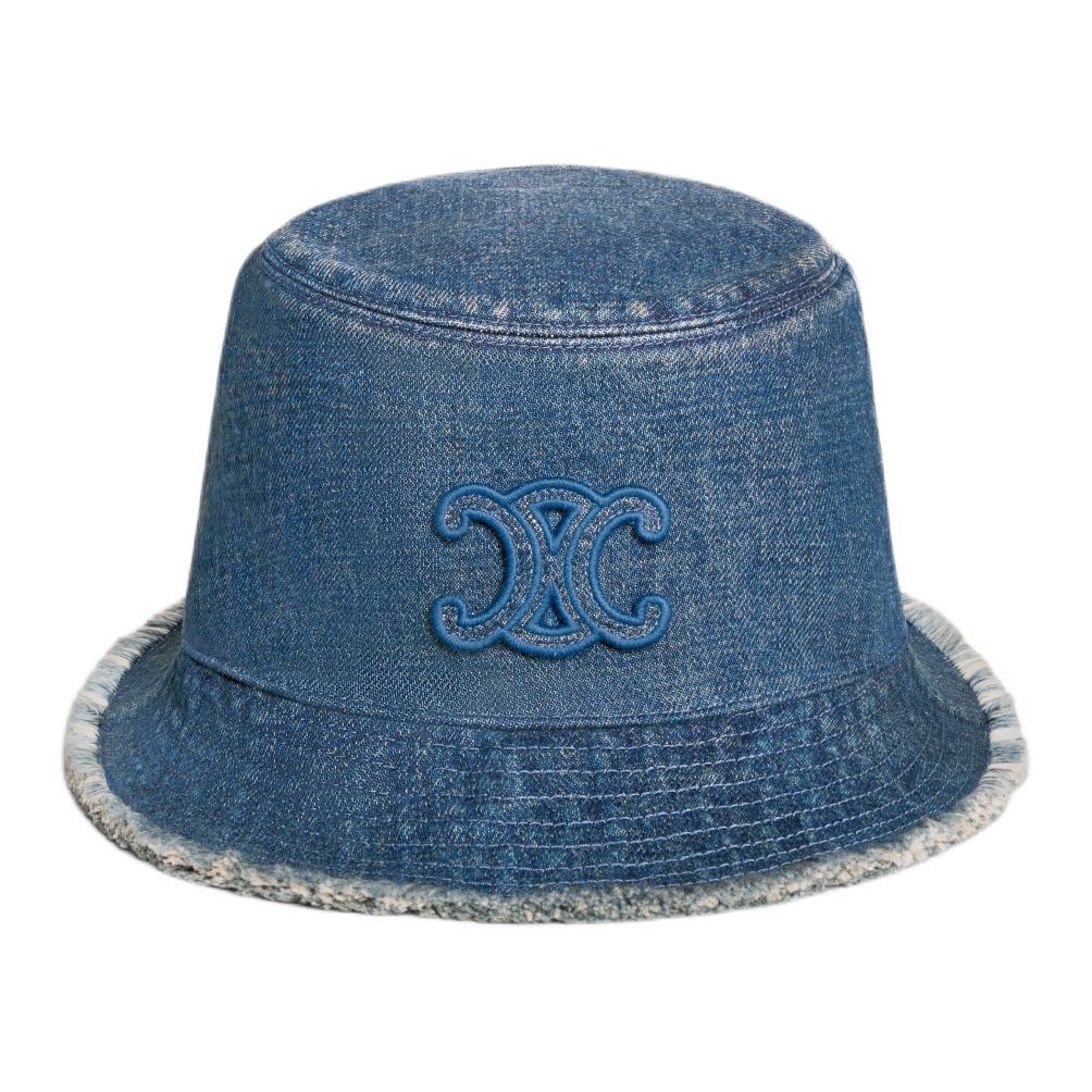CELINE Triomphe Bucket Hat In Dark Union Wash Denim